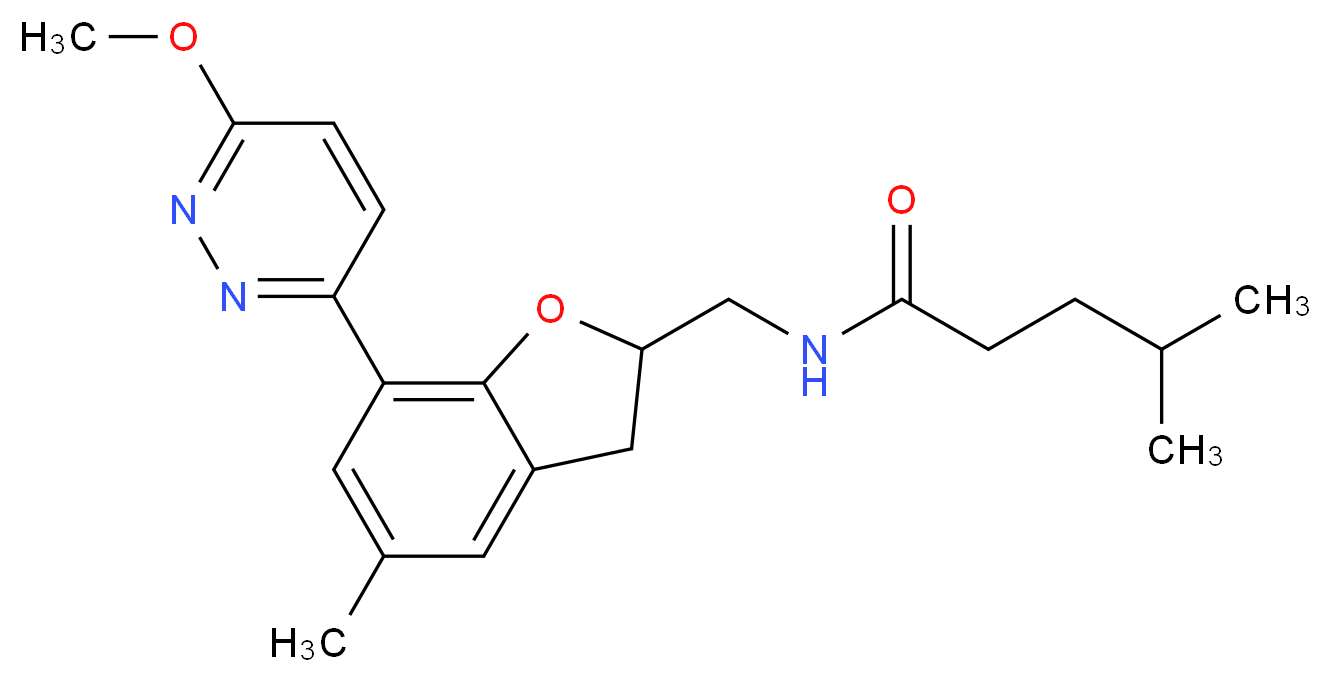 N-{[7-(6-methoxy-3-pyridazinyl)-5-methyl-2,3-dihydro-1-benzofuran-2-yl]methyl}-4-methylpentanamide_分子结构_CAS_)