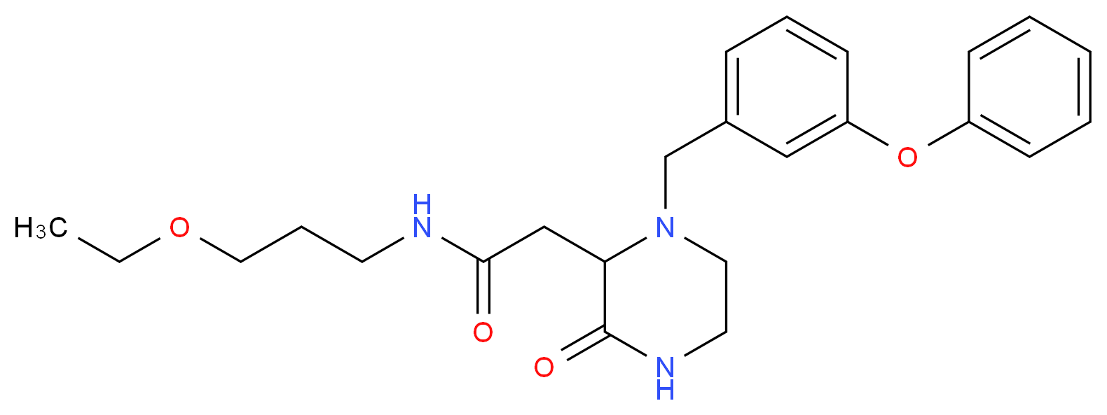 N-(3-ethoxypropyl)-2-[3-oxo-1-(3-phenoxybenzyl)-2-piperazinyl]acetamide_分子结构_CAS_)