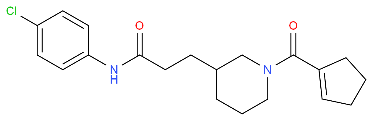 N-(4-chlorophenyl)-3-[1-(1-cyclopenten-1-ylcarbonyl)-3-piperidinyl]propanamide_分子结构_CAS_)