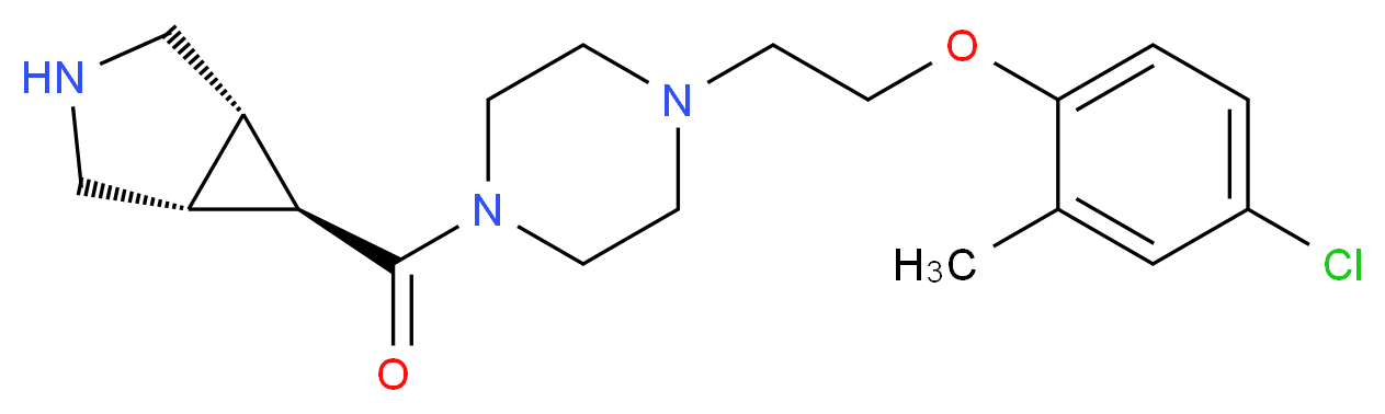 (1R*,5S*,6r)-6-({4-[2-(4-chloro-2-methylphenoxy)ethyl]piperazin-1-yl}carbonyl)-3-azabicyclo[3.1.0]hexane_分子结构_CAS_)