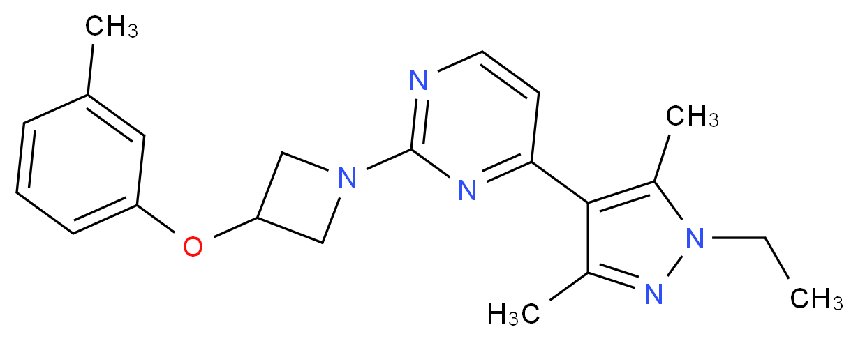 4-(1-ethyl-3,5-dimethyl-1H-pyrazol-4-yl)-2-[3-(3-methylphenoxy)-1-azetidinyl]pyrimidine_分子结构_CAS_)