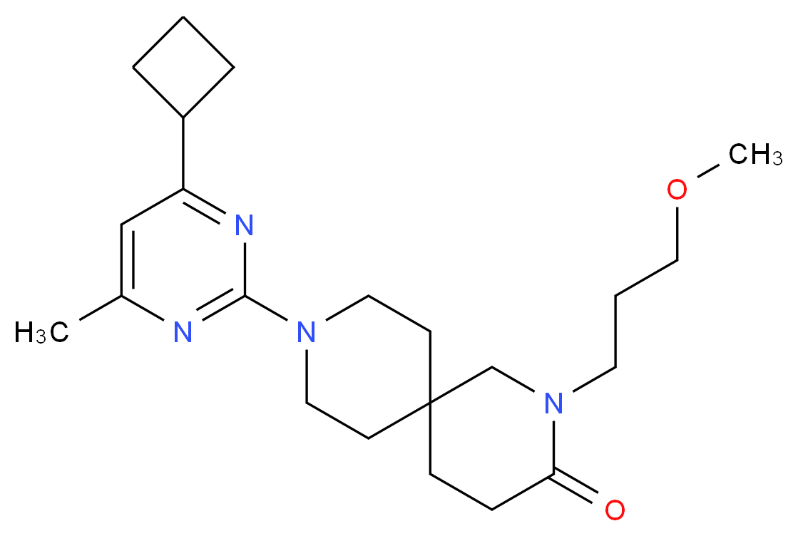 9-(4-cyclobutyl-6-methylpyrimidin-2-yl)-2-(3-methoxypropyl)-2,9-diazaspiro[5.5]undecan-3-one_分子结构_CAS_)