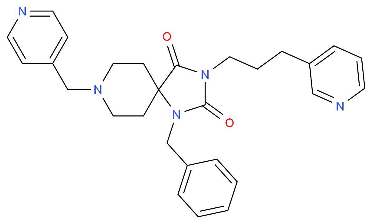 1-benzyl-8-(4-pyridinylmethyl)-3-[3-(3-pyridinyl)propyl]-1,3,8-triazaspiro[4.5]decane-2,4-dione_分子结构_CAS_)