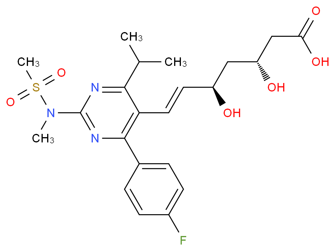 (3R,5R)-7-[4-(4-fluorophenyl)-2-(N-methylmethanesulfonamido)-6-(propan-2-yl)pyrimidin-5-yl]-3,5-dihydroxyhept-6-enoic acid_分子结构_CAS_)