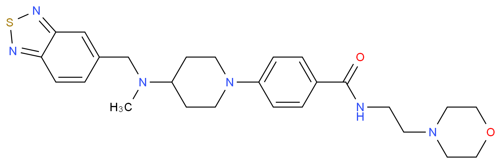 4-{4-[(2,1,3-benzothiadiazol-5-ylmethyl)(methyl)amino]-1-piperidinyl}-N-[2-(4-morpholinyl)ethyl]benzamide_分子结构_CAS_)