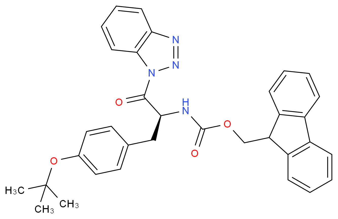 9H-fluoren-9-ylmethyl N-[(2S)-1-(1H-1,2,3-benzotriazol-1-yl)-3-[4-(tert-butoxy)phenyl]-1-oxopropan-2-yl]carbamate_分子结构_CAS_1126433-42-8