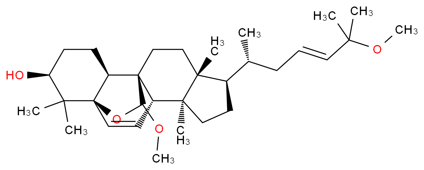 (1R,4S,5S,8R,9R,12S,13S,16S)-19-methoxy-8-[(2R,4E)-6-methoxy-6-methylhept-4-en-2-yl]-5,9,17,17-tetramethyl-18-oxapentacyclo[10.5.2.0<sup>1</sup>,<sup>1</sup><sup>3</sup>.0<sup>4</sup>,<sup>1</sup><sup>2</sup>.0<sup>5</sup>,<sup>9</sup>]nonadec-2-en-16-ol_分子结构_CAS_85372-72-1