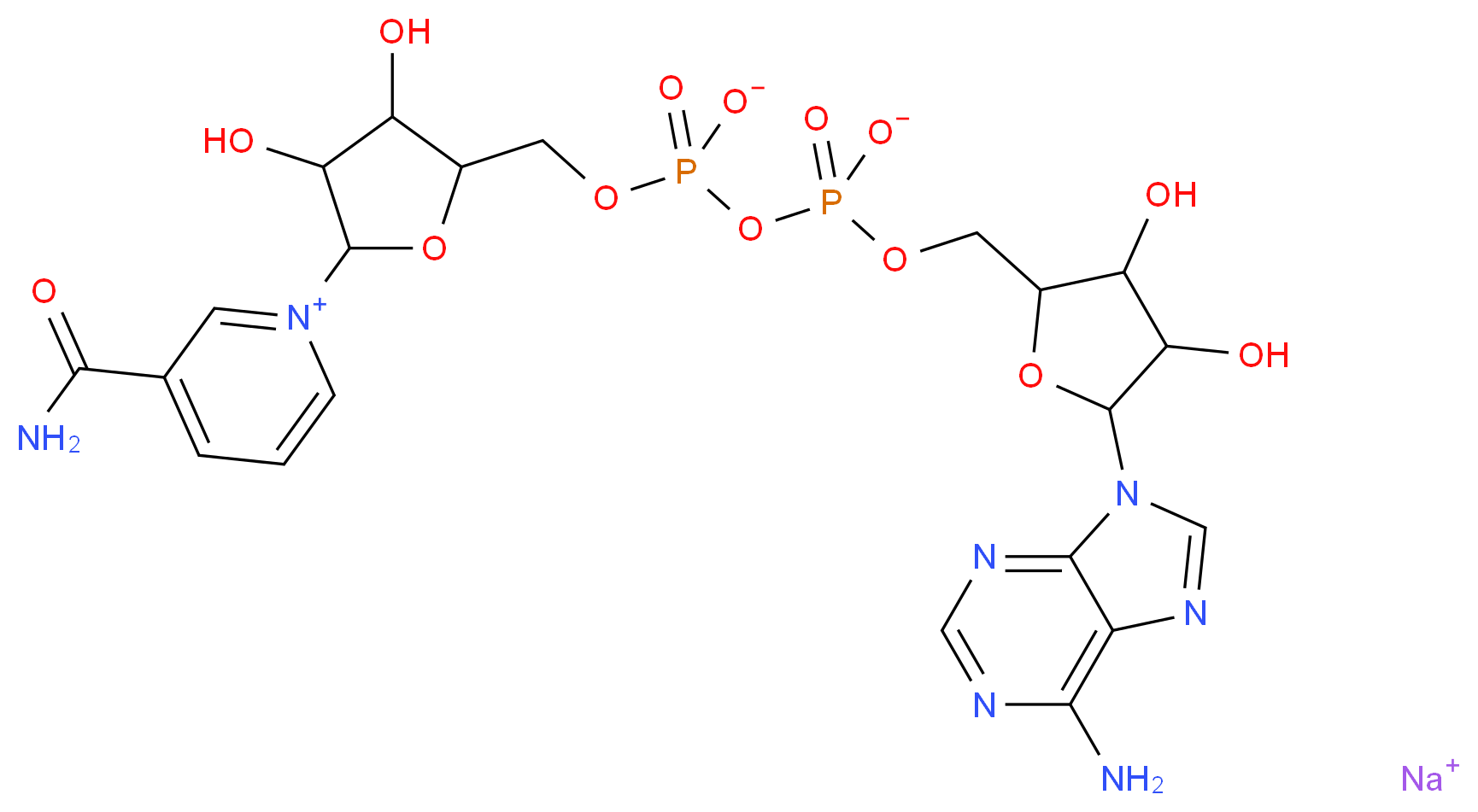 β-烟酰胺腺嘌呤二核苷酸 钠盐_分子结构_CAS_20111-18-6)