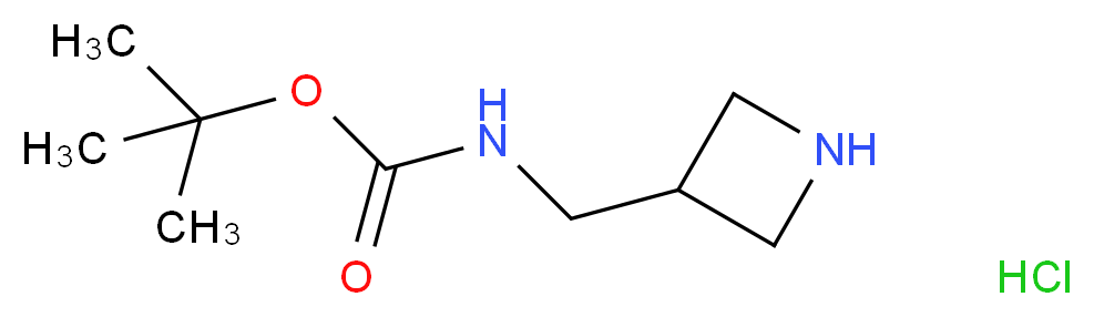 3-(Aminomethyl)azetidine hydrochloride, 3-BOC protected_分子结构_CAS_1170108-38-9)