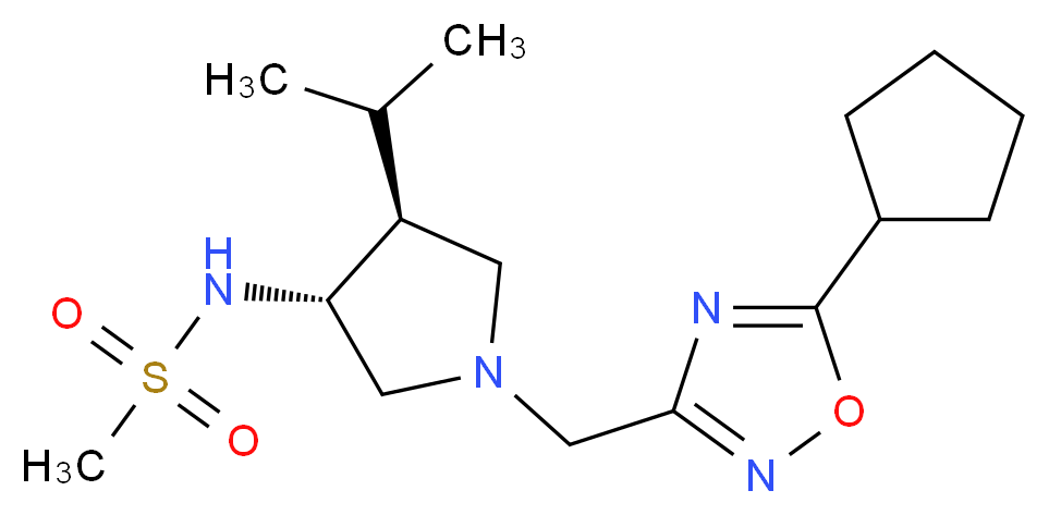 N-{(3R*,4S*)-1-[(5-cyclopentyl-1,2,4-oxadiazol-3-yl)methyl]-4-isopropyl-3-pyrrolidinyl}methanesulfonamide_分子结构_CAS_)