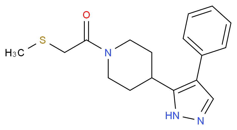 1-[(methylthio)acetyl]-4-(4-phenyl-1H-pyrazol-5-yl)piperidine_分子结构_CAS_)
