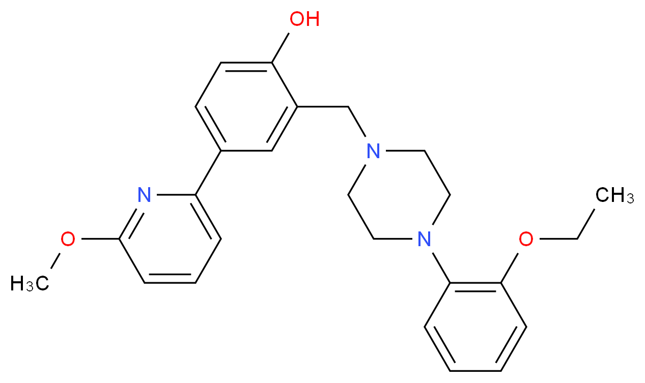 2-{[4-(2-ethoxyphenyl)-1-piperazinyl]methyl}-4-(6-methoxy-2-pyridinyl)phenol_分子结构_CAS_)