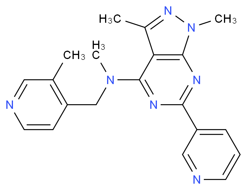 N,1,3-trimethyl-N-[(3-methyl-4-pyridinyl)methyl]-6-(3-pyridinyl)-1H-pyrazolo[3,4-d]pyrimidin-4-amine_分子结构_CAS_)