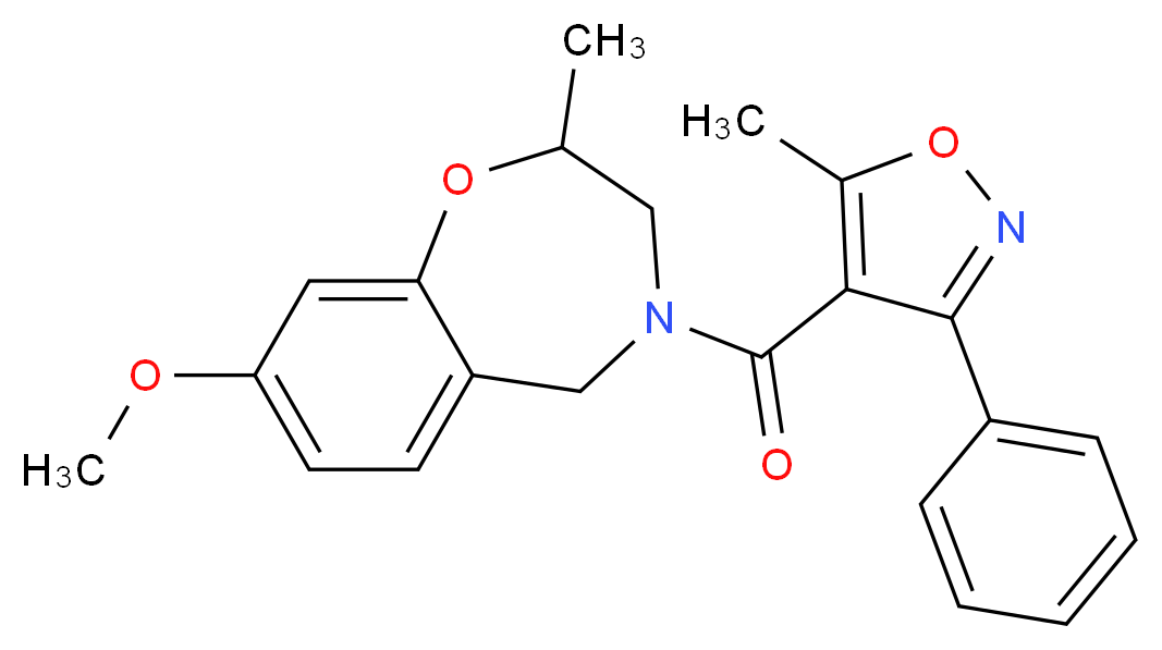 8-methoxy-2-methyl-4-[(5-methyl-3-phenyl-4-isoxazolyl)carbonyl]-2,3,4,5-tetrahydro-1,4-benzoxazepine_分子结构_CAS_)