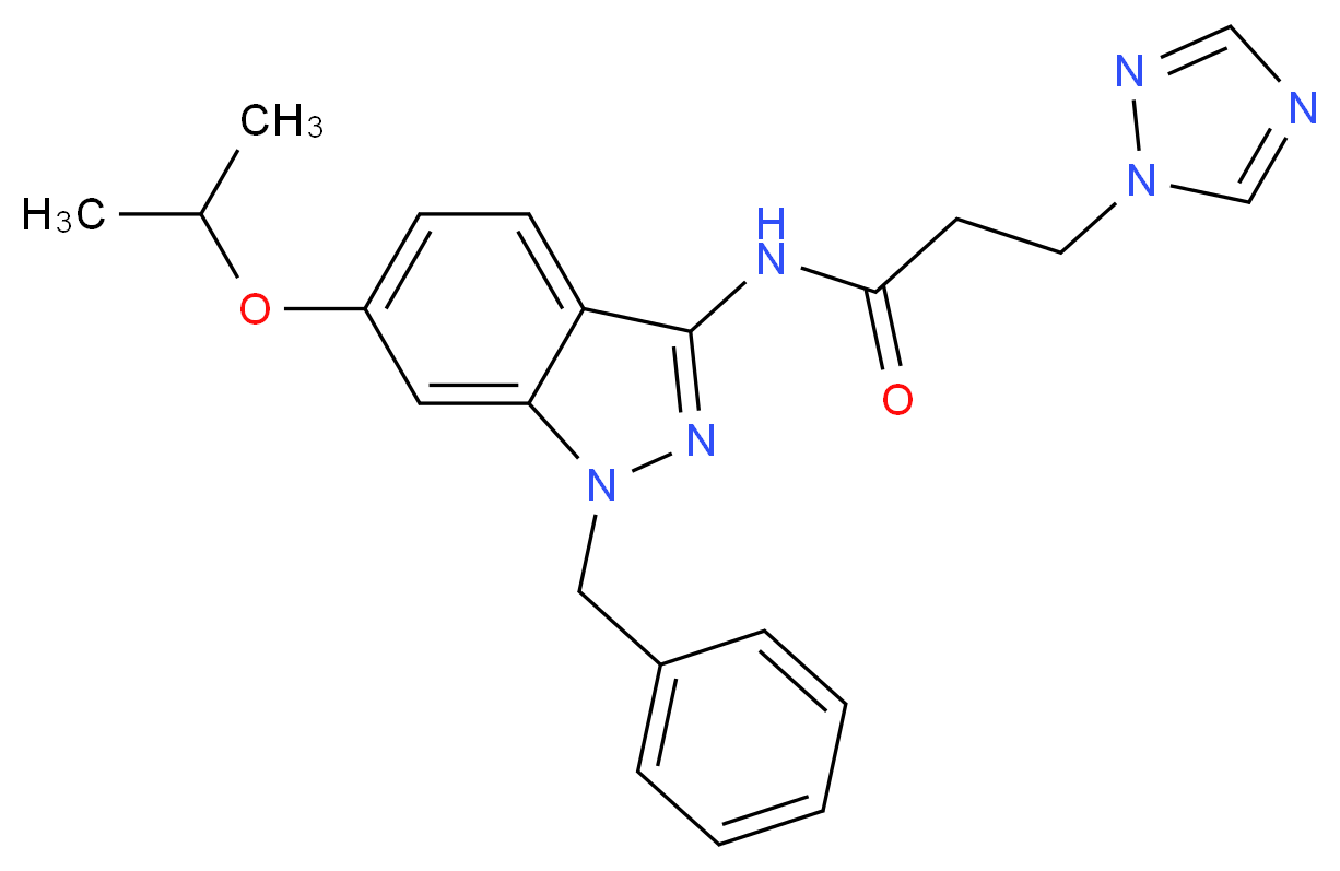 N-(1-benzyl-6-isopropoxy-1H-indazol-3-yl)-3-(1H-1,2,4-triazol-1-yl)propanamide_分子结构_CAS_)