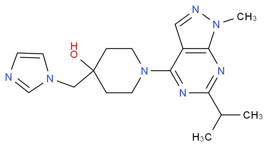 4-(1H-imidazol-1-ylmethyl)-1-(6-isopropyl-1-methyl-1H-pyrazolo[3,4-d]pyrimidin-4-yl)-4-piperidinol_分子结构_CAS_)