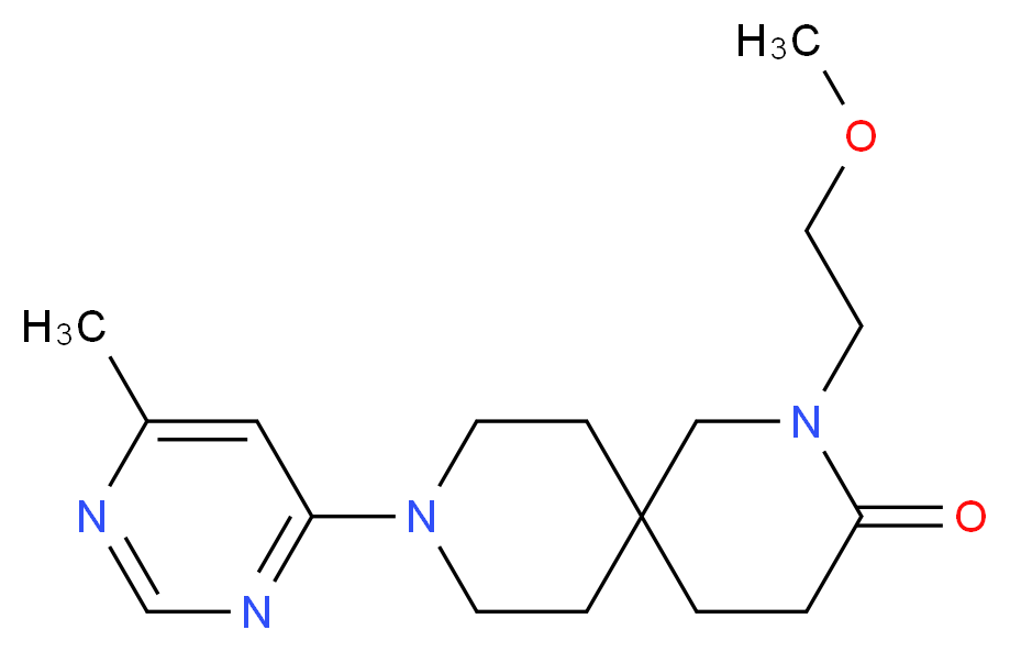 2-(2-methoxyethyl)-9-(6-methylpyrimidin-4-yl)-2,9-diazaspiro[5.5]undecan-3-one_分子结构_CAS_)