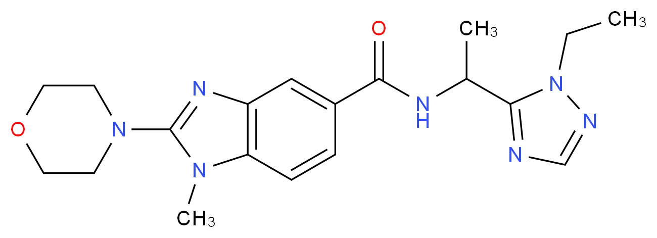 N-[1-(1-ethyl-1H-1,2,4-triazol-5-yl)ethyl]-1-methyl-2-(4-morpholinyl)-1H-benzimidazole-5-carboxamide_分子结构_CAS_)