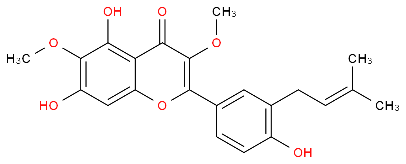5,7,4'-Trihydroxy-3,6-dimethoxy-3'-prenylflavone_分子结构_CAS_959421-20-6)