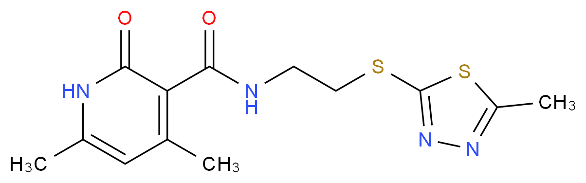 4,6-dimethyl-N-{2-[(5-methyl-1,3,4-thiadiazol-2-yl)thio]ethyl}-2-oxo-1,2-dihydro-3-pyridinecarboxamide_分子结构_CAS_)