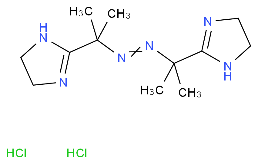 2-(2-{2-[2-(4,5-dihydro-1H-imidazol-2-yl)propan-2-yl]diazen-1-yl}propan-2-yl)-4,5-dihydro-1H-imidazole dihydrochloride_分子结构_CAS_27776-21-2