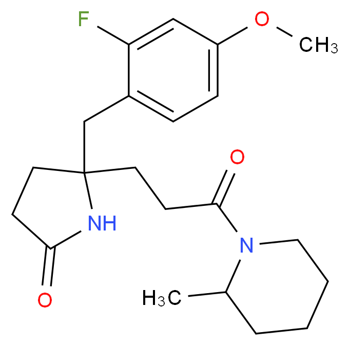 5-(2-fluoro-4-methoxybenzyl)-5-[3-(2-methyl-1-piperidinyl)-3-oxopropyl]-2-pyrrolidinone_分子结构_CAS_)