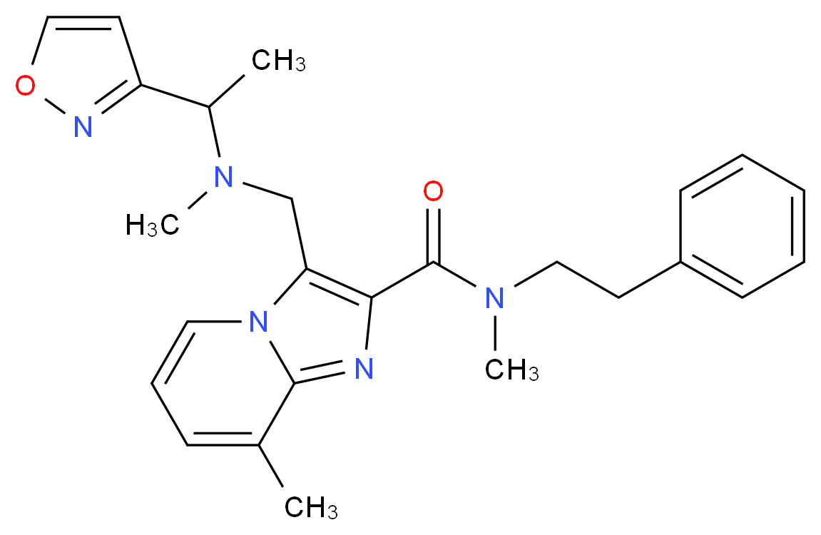 3-{[[1-(3-isoxazolyl)ethyl](methyl)amino]methyl}-N,8-dimethyl-N-(2-phenylethyl)imidazo[1,2-a]pyridine-2-carboxamide_分子结构_CAS_)