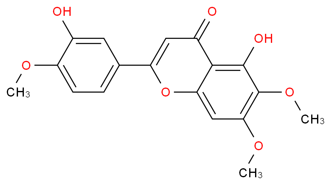 5-hydroxy-2-(3-hydroxy-4-methoxyphenyl)-6,7-dimethoxy-4H-chromen-4-one_分子结构_CAS_855-96-9