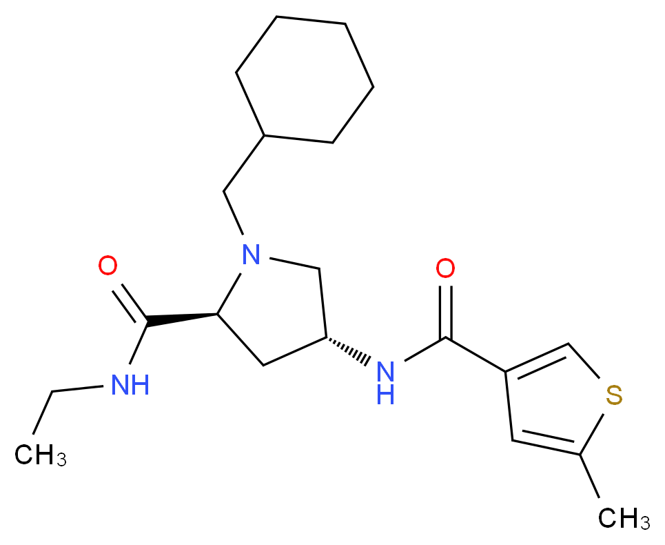 (4R)-1-(cyclohexylmethyl)-N-ethyl-4-{[(5-methyl-3-thienyl)carbonyl]amino}-L-prolinamide_分子结构_CAS_)