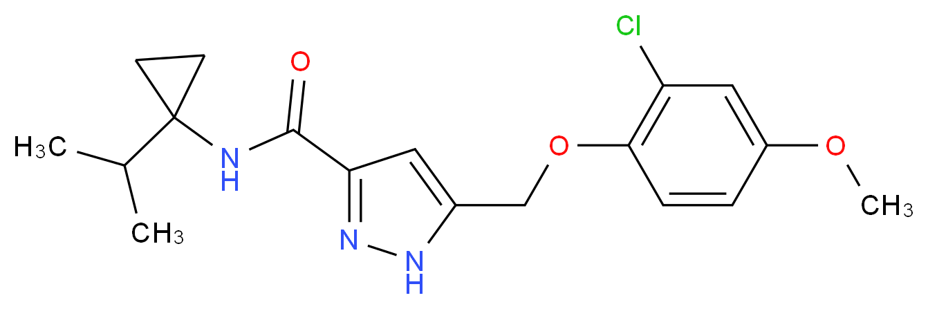 5-[(2-chloro-4-methoxyphenoxy)methyl]-N-(1-isopropylcyclopropyl)-1H-pyrazole-3-carboxamide_分子结构_CAS_)