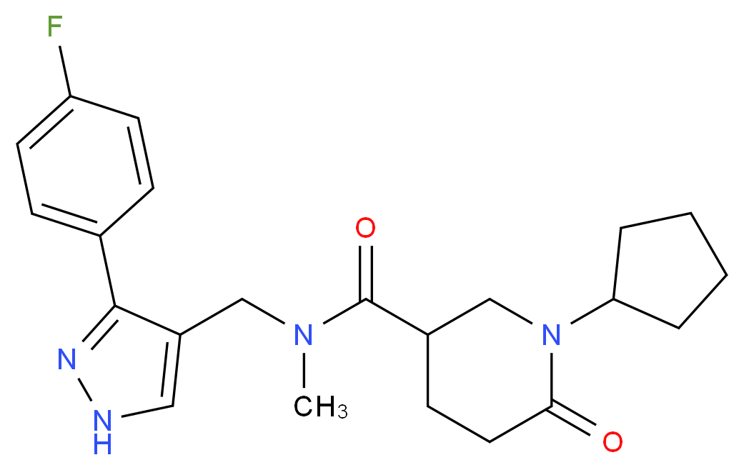 1-cyclopentyl-N-{[3-(4-fluorophenyl)-1H-pyrazol-4-yl]methyl}-N-methyl-6-oxo-3-piperidinecarboxamide_分子结构_CAS_)