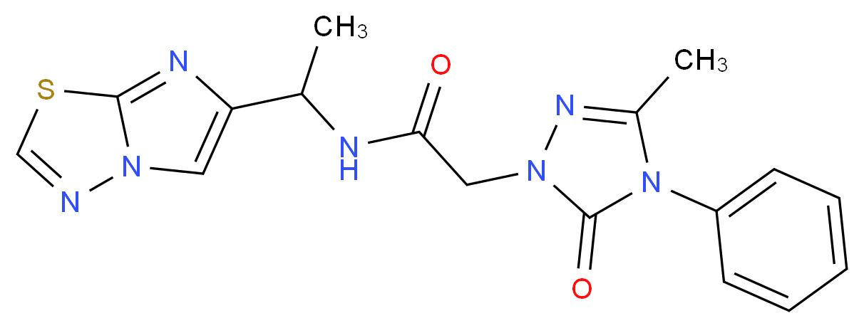 N-(1-imidazo[2,1-b][1,3,4]thiadiazol-6-ylethyl)-2-(3-methyl-5-oxo-4-phenyl-4,5-dihydro-1H-1,2,4-triazol-1-yl)acetamide_分子结构_CAS_)