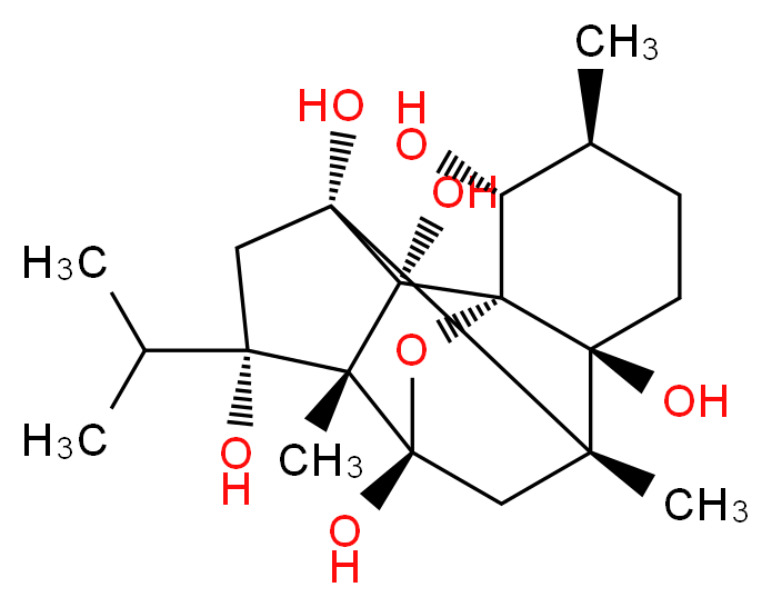 (1R,2R,3S,6S,7R,9R,10R,11S,13R,14R)-3,7,10-trimethyl-11-(propan-2-yl)-15-oxapentacyclo[7.5.1.0<sup>1</sup>,<sup>6</sup>.0<sup>7</sup>,<sup>1</sup><sup>3</sup>.0<sup>1</sup><sup>0</sup>,<sup>1</sup><sup>4</sup>]pentadecane-2,6,9,11,13,14-hexol_分子结构_CAS_62394-04-1