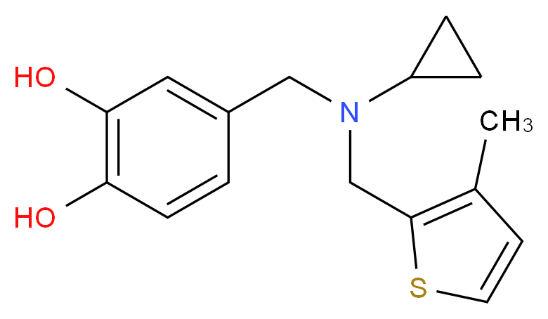 4-({cyclopropyl[(3-methyl-2-thienyl)methyl]amino}methyl)benzene-1,2-diol_分子结构_CAS_)