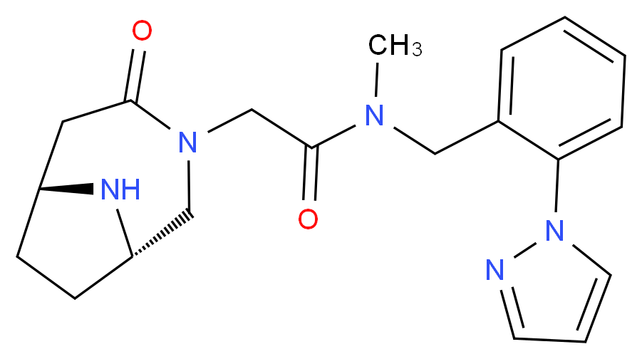 N-methyl-2-[(1S*,6R*)-4-oxo-3,9-diazabicyclo[4.2.1]non-3-yl]-N-[2-(1H-pyrazol-1-yl)benzyl]acetamide_分子结构_CAS_)