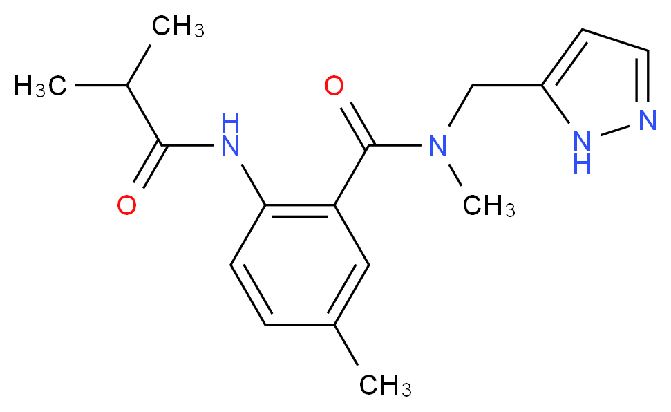2-(isobutyrylamino)-N,5-dimethyl-N-(1H-pyrazol-5-ylmethyl)benzamide_分子结构_CAS_)