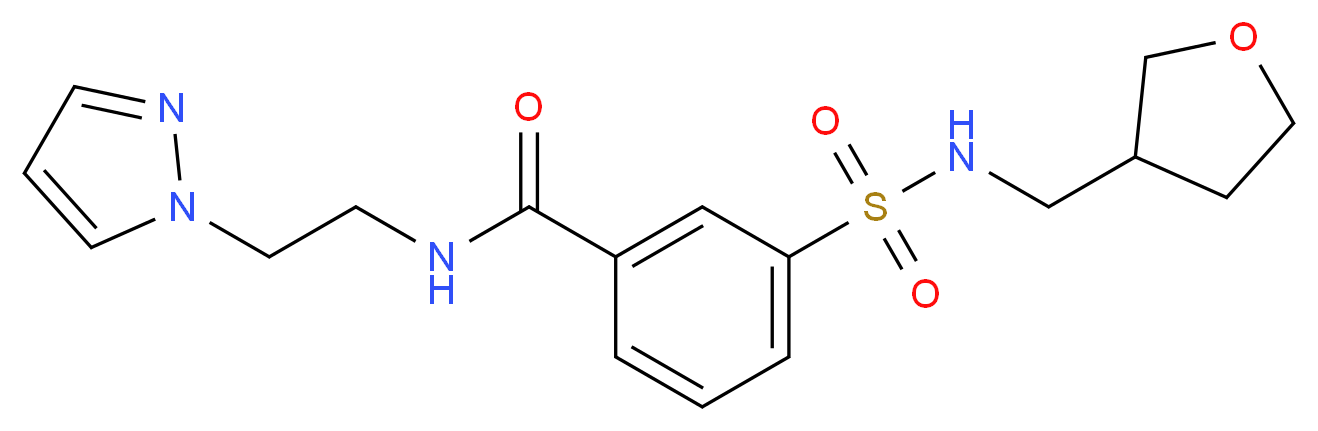 N-[2-(1H-pyrazol-1-yl)ethyl]-3-{[(tetrahydrofuran-3-ylmethyl)amino]sulfonyl}benzamide_分子结构_CAS_)