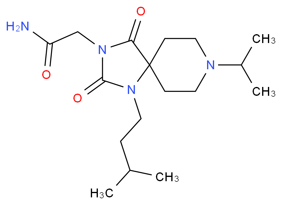 2-[8-isopropyl-1-(3-methylbutyl)-2,4-dioxo-1,3,8-triazaspiro[4.5]dec-3-yl]acetamide_分子结构_CAS_)