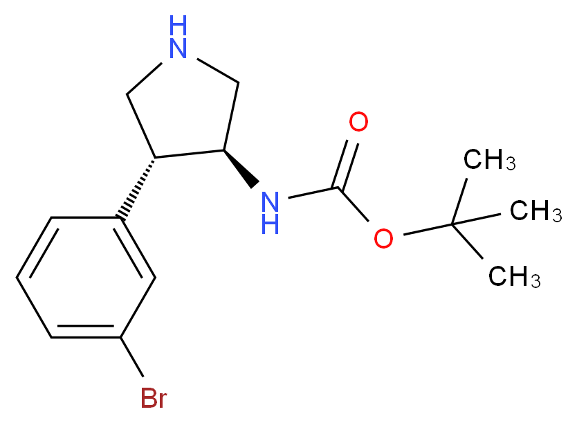 tert-butyl N-[(3S,4R)-4-(3-bromophenyl)pyrrolidin-3-yl]carbamate_分子结构_CAS_1260617-69-3