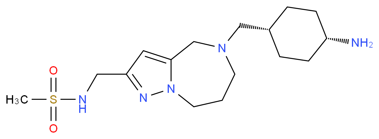 N-({5-[(cis-4-aminocyclohexyl)methyl]-5,6,7,8-tetrahydro-4H-pyrazolo[1,5-a][1,4]diazepin-2-yl}methyl)methanesulfonamide_分子结构_CAS_)