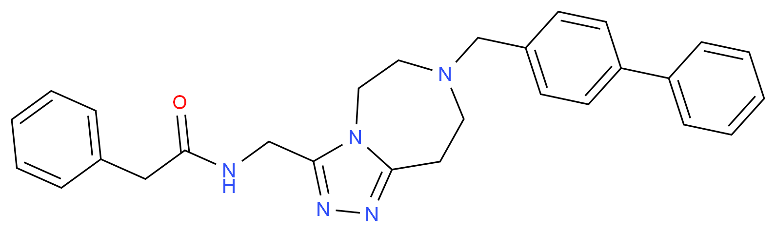 N-{[7-(4-biphenylylmethyl)-6,7,8,9-tetrahydro-5H-[1,2,4]triazolo[4,3-d][1,4]diazepin-3-yl]methyl}-2-phenylacetamide_分子结构_CAS_)