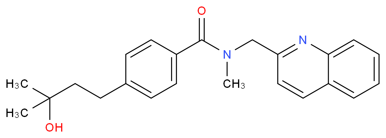 4-(3-hydroxy-3-methylbutyl)-N-methyl-N-(2-quinolinylmethyl)benzamide_分子结构_CAS_)