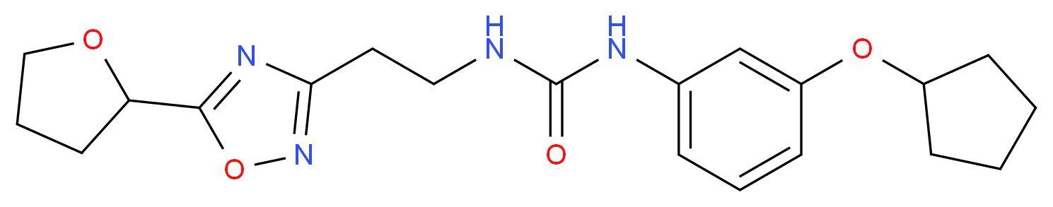 N-[3-(cyclopentyloxy)phenyl]-N'-{2-[5-(tetrahydrofuran-2-yl)-1,2,4-oxadiazol-3-yl]ethyl}urea_分子结构_CAS_)