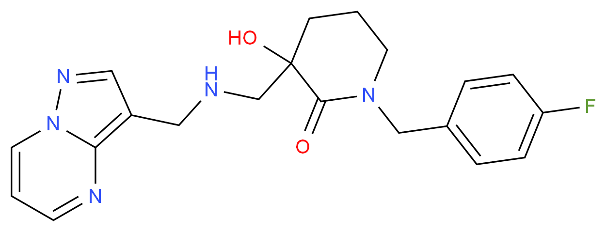 1-(4-fluorobenzyl)-3-hydroxy-3-{[(pyrazolo[1,5-a]pyrimidin-3-ylmethyl)amino]methyl}piperidin-2-one_分子结构_CAS_)
