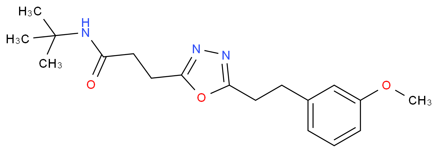 N-(tert-butyl)-3-{5-[2-(3-methoxyphenyl)ethyl]-1,3,4-oxadiazol-2-yl}propanamide_分子结构_CAS_)