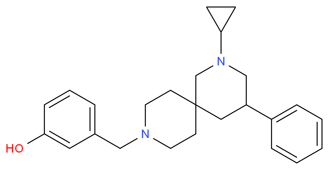 3-[(2-cyclopropyl-4-phenyl-2,9-diazaspiro[5.5]undec-9-yl)methyl]phenol_分子结构_CAS_)
