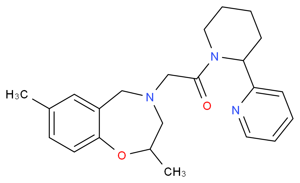 2,7-dimethyl-4-{2-oxo-2-[2-(2-pyridinyl)-1-piperidinyl]ethyl}-2,3,4,5-tetrahydro-1,4-benzoxazepine_分子结构_CAS_)