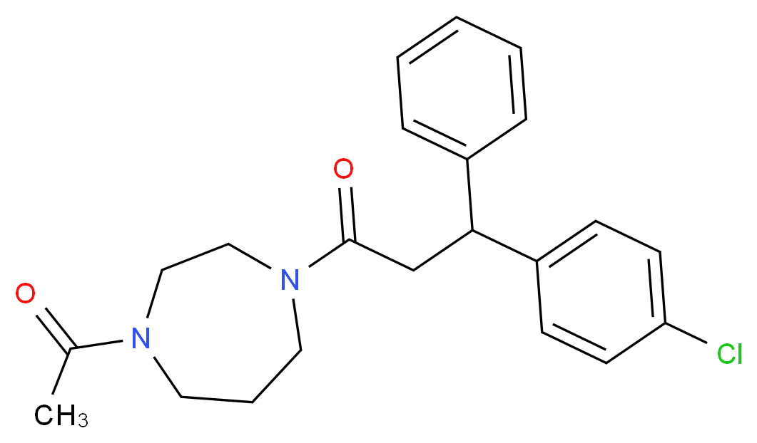 1-acetyl-4-[3-(4-chlorophenyl)-3-phenylpropanoyl]-1,4-diazepane_分子结构_CAS_)