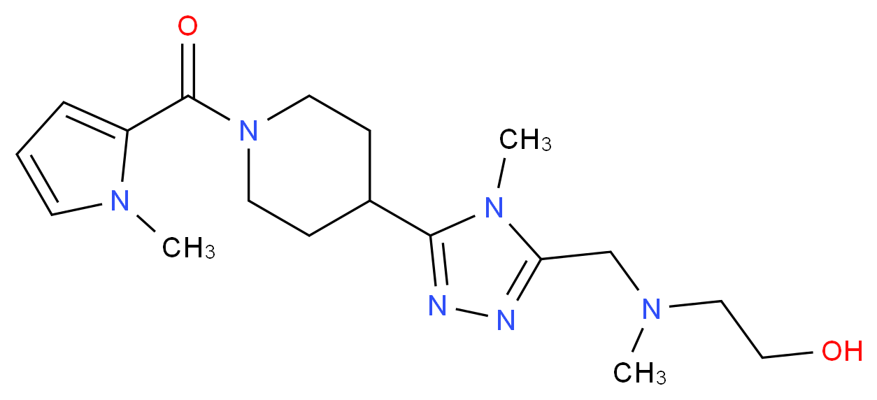 2-{methyl[(4-methyl-5-{1-[(1-methyl-1H-pyrrol-2-yl)carbonyl]piperidin-4-yl}-4H-1,2,4-triazol-3-yl)methyl]amino}ethanol_分子结构_CAS_)