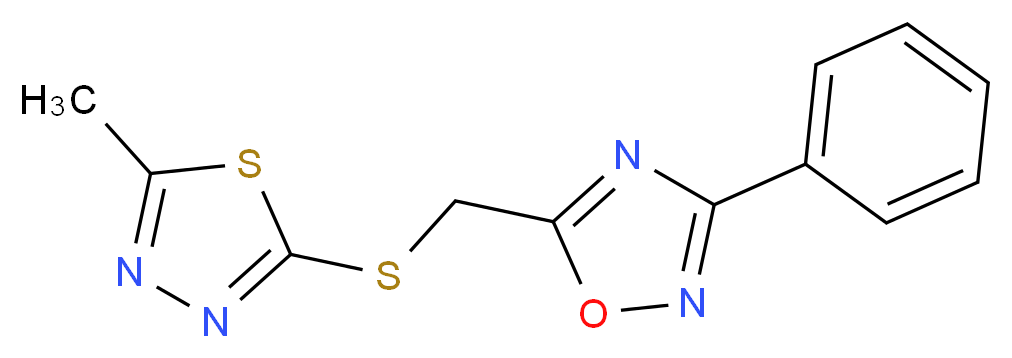 5-{[(5-methyl-1,3,4-thiadiazol-2-yl)thio]methyl}-3-phenyl-1,2,4-oxadiazole_分子结构_CAS_)